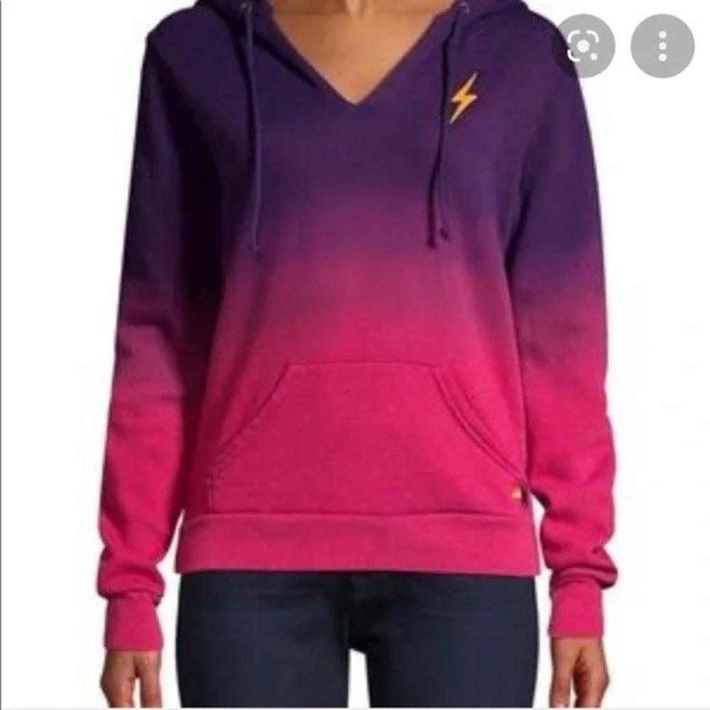 Aviator Nation Purple to Pink Ombre Lightning Bolt Hoodie - Picture 1 of 8